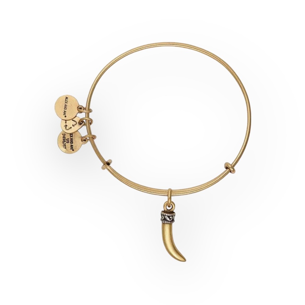 new Alex and Ani ꥟ Horn Charm Bangle Bracelet ꥟ Rafaelian Gold ꥟ Authentic Card